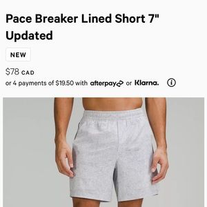Men’s lululemon pace breaker lined short